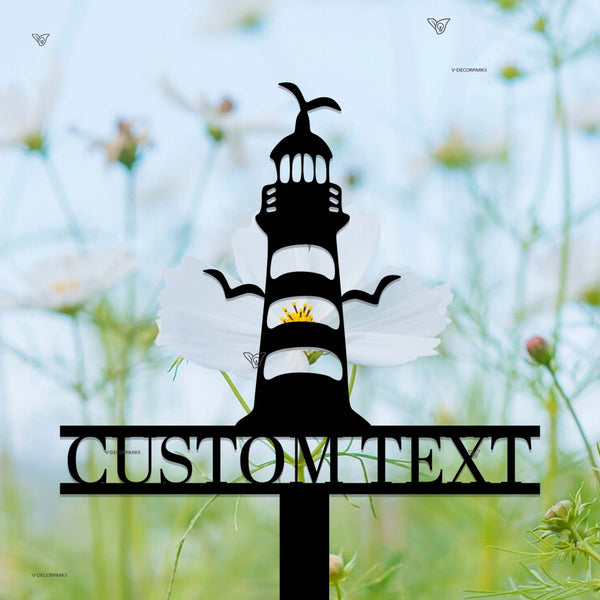 Custom Lighthouse Sign Lighthouse Address Yard Sign, Coastal Beach House Address Plaque Metal Address Sign With Stake Yard Art Garden Decor