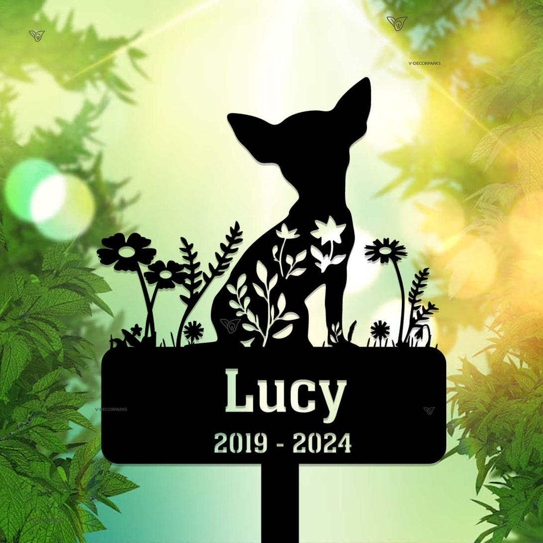 Custom Chihuahua Memorial Stake, Chihuahua Grave Marker, Personalized Dog Sympathy Gift, Loss Of Dog, Chihuahua Dog Memorial Stake Garden Decor