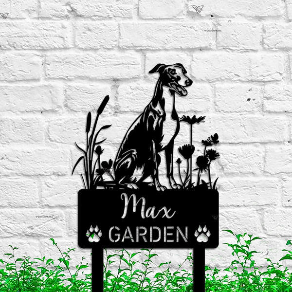 Custom Greyhound Dog Metal Memorial Garden Stake Personalized Pet Grave Marker Name Sign Remembrance Stake Decor Sympathy Dog Loss Gift