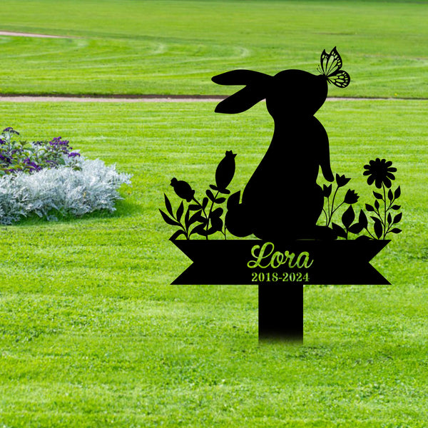 Rabbit Bunny Memorial Stake Personalized, Rabbit Grave Markers Stake, Bunny Metal Garden Stake, Remembrance Stake Bunny Lover Sympathy Sign