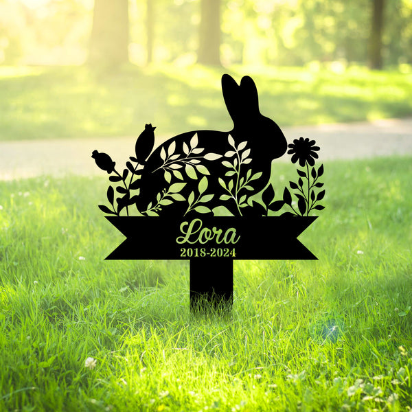 Rabbit Bunny Memorial Stake Personalized, Rabbit Grave Markers Stake, Bunny Metal Garden Stake, Remembrance Stake Bunny Lover Sympathy Sign