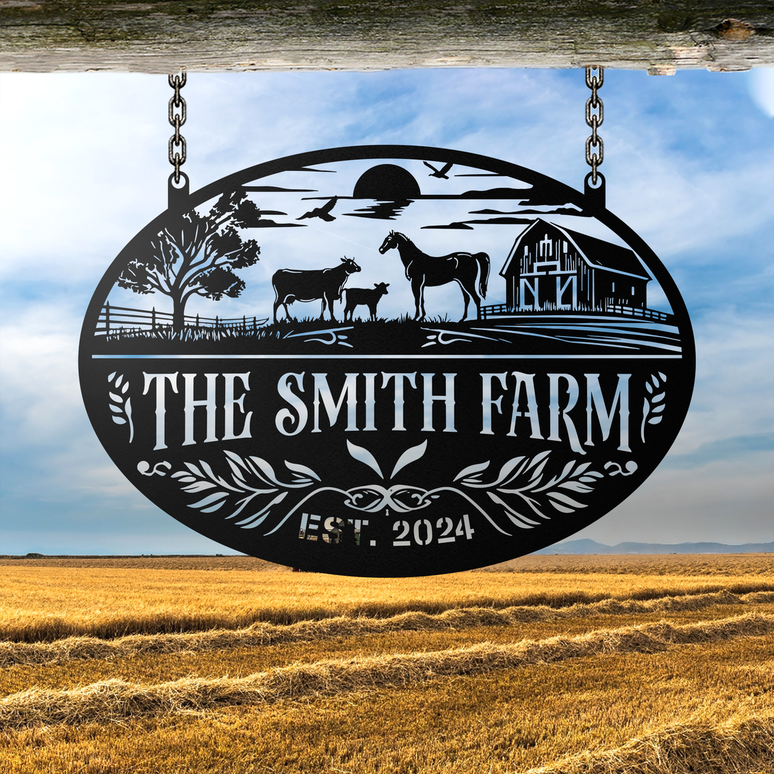 Custom Farmhouse Metal Sign, Personalized Metal Farm Sign, Animal Farm Decor, Ranch Sign, Barn Sign, Farm Gate Sign, Farm Name Sign