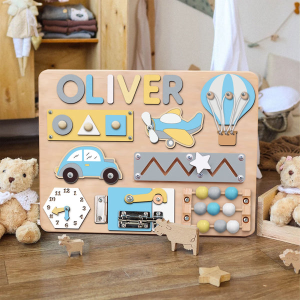 Personalized Wooden Busy Board For Kids, Montessori Toys For Toddlers, 1st Birthday Gift